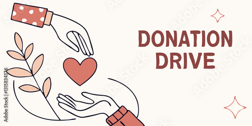  "Donate" graphic with hands, heart, & coins. Use for charity websites, fundraising campaigns, non-profit blogs, social causes, donation drives.