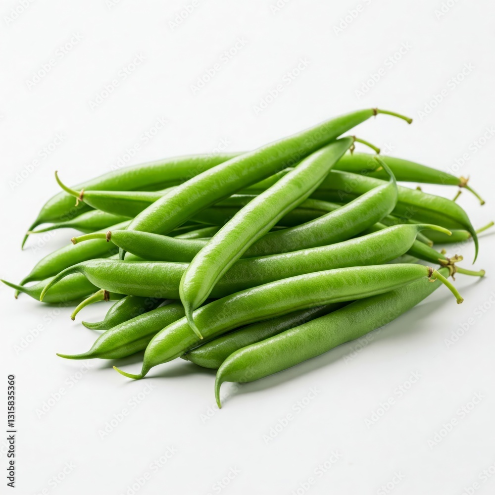 Delicious green french beans on white background Delicious green french beans on white background