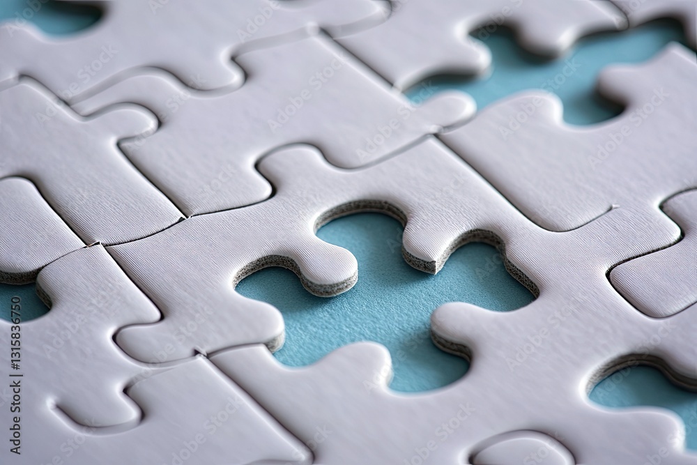 Missing puzzle piece on light blue background Missing puzzle piece on light blue background