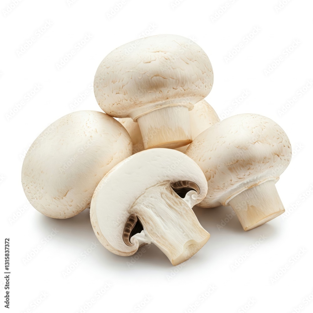 Fresh champignon mushrooms isolated on white background Fresh champignon mushrooms isolated on white background