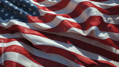 American flag waving gently in a clear sky, symbolizing patriotism and unity across the nation