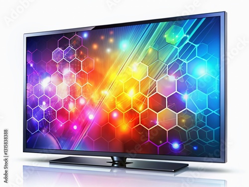 OLED Display Technology: Crystal Structure on TV Screen - Stock Photo