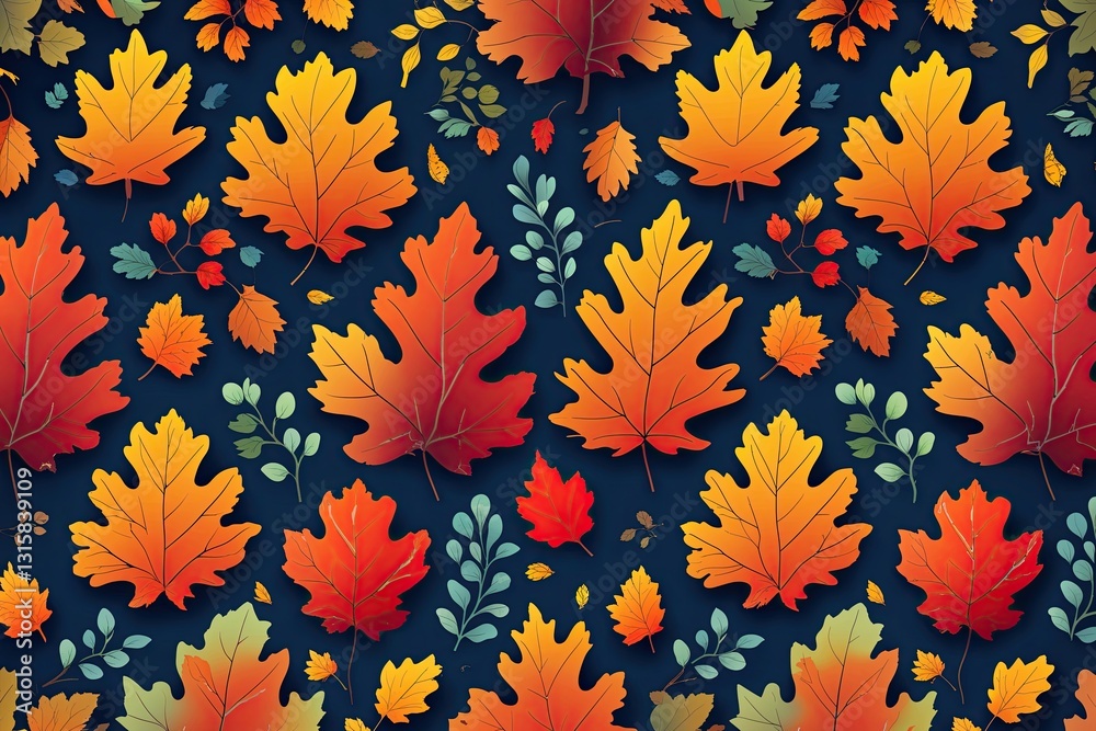 Fall Foliage Seamless Pattern Wallpaper Design for Vibrant Autumn Decor Fall Foliage Seamless Pattern Wallpaper Design for Vibrant Autumn Decor