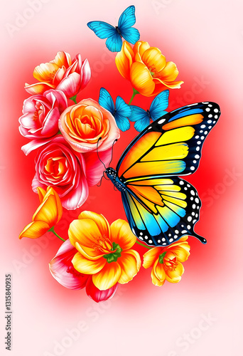 butterfly and flowers