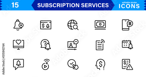 Subscription Services Icon Set. High-Quality Icons for Subscription Models, Digital Services, Payments, and Membership Platforms