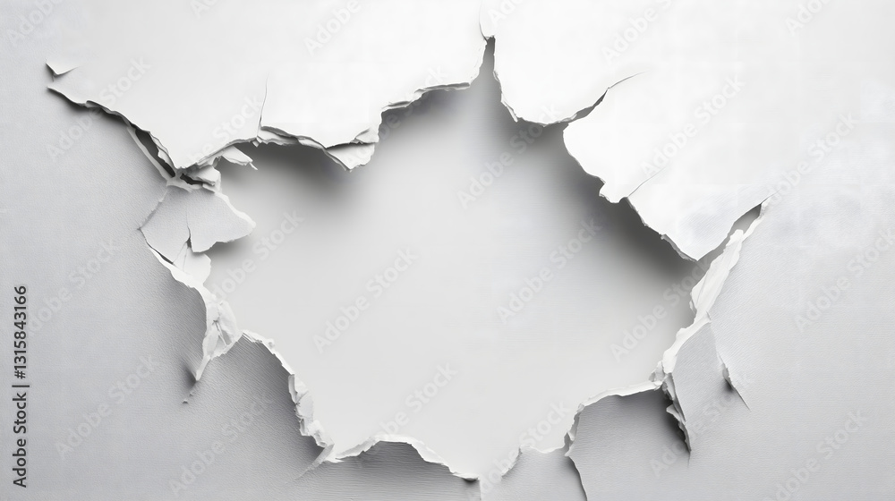 torn paper hole with jagged edges revealing blank white background, creating dramatic and dynamic effect. ripped texture adds depth and realism, making it ideal for design or creative projects torn paper hole with jagged edges revealing blank white background, creating dramatic and dynamic effect. ripped texture adds depth and realism, making it ideal for design or creative projects