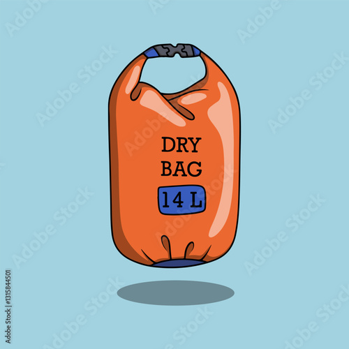 Orange waterproof dry bag illustration
