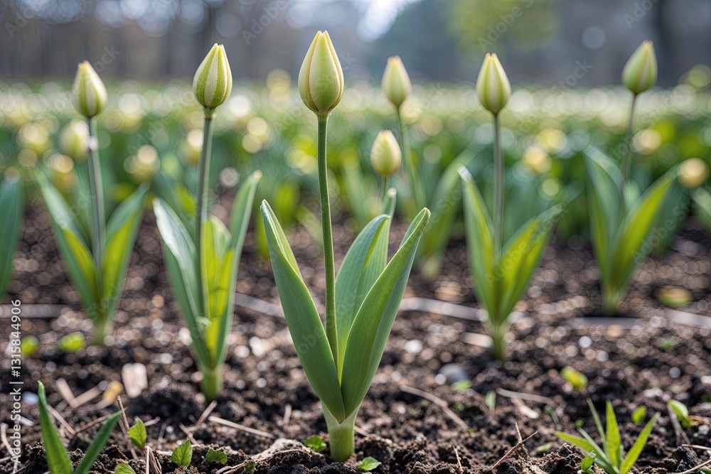 Fototapeta premium Spirit of Budding Plants in a Spring Garden__