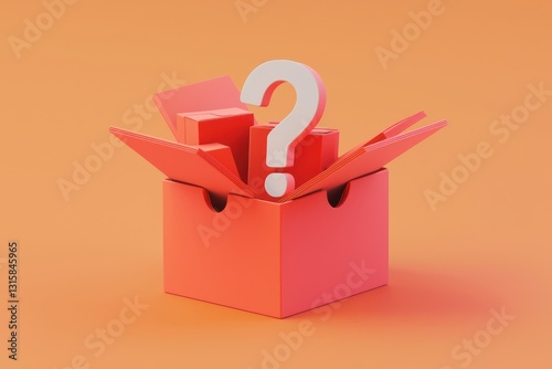 Orange background featuring 3D mystery box, surprise element.
