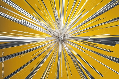 Vibrant Yellow Background with Radiant Platinum Light Burst Effect