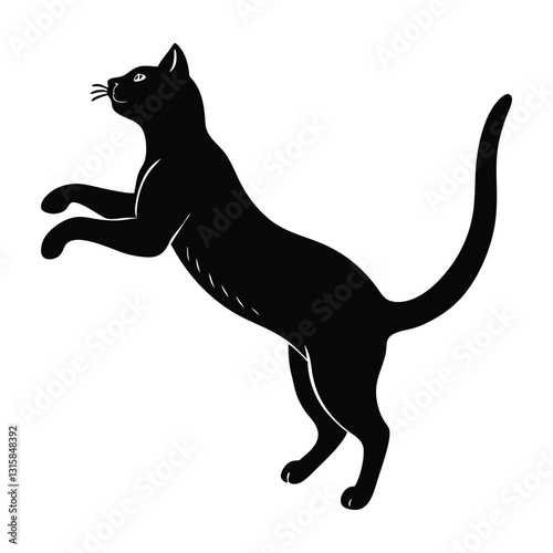 Cat Jumping onto a High Surface with Extended Legs in Silhouette