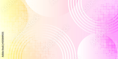 Wallpaper Mural Abstract geometric background gradient yellow and pink circles overlapping layers on bright space with dot effect decoration. Modern graphic design elements circle Torontodigital.ca