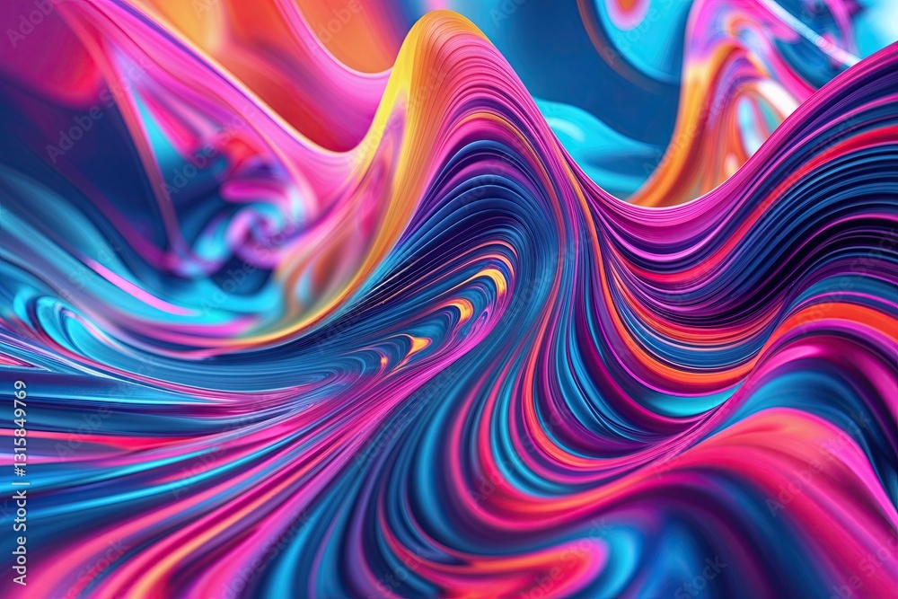 Fototapeta premium Vibrant Three-Dimensional Abstract Ripple Art with Dynamic Colors
