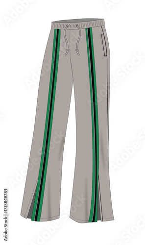 Women stripe tape jogger bottom slit opening