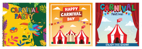 Colorful Carnival posters featuring celebrations and festival activities.