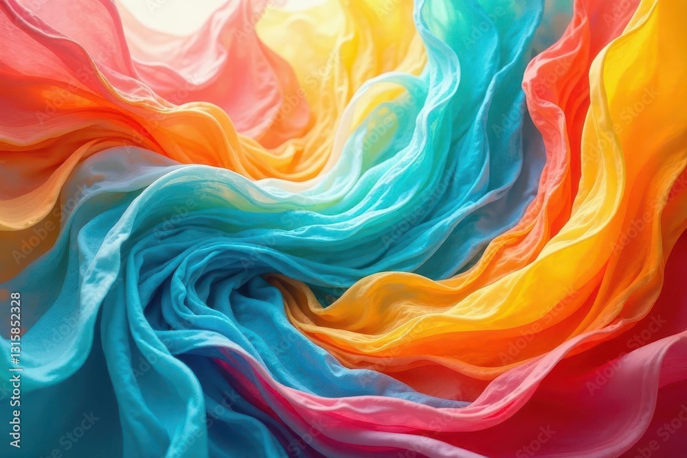 Obraz premium Abstract Swirling Vibrant Hues of Soft Fabric Texture in a Kaleidoscopic Display