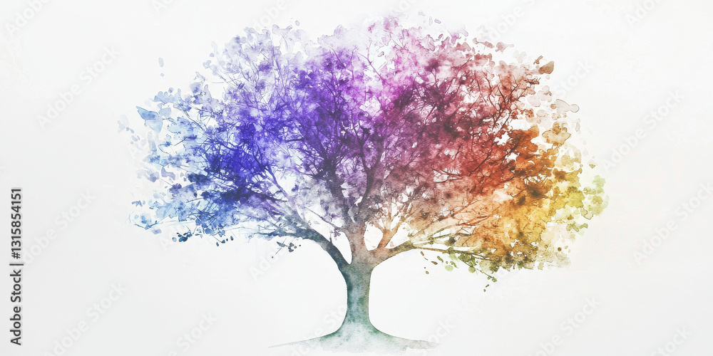Obraz premium Minimal Watercolor Tree Illustrations in Soft and Natural Tones