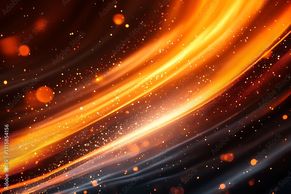 Fototapeta premium Vivid swirl of luminous golden light creating dynamic movements and depth in a dark setting : Generative AI