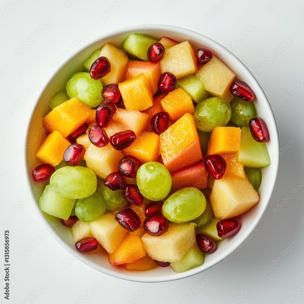 a close-up shot of a bowl of fresh fruit salad.
