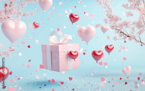 valentines day background with balloons