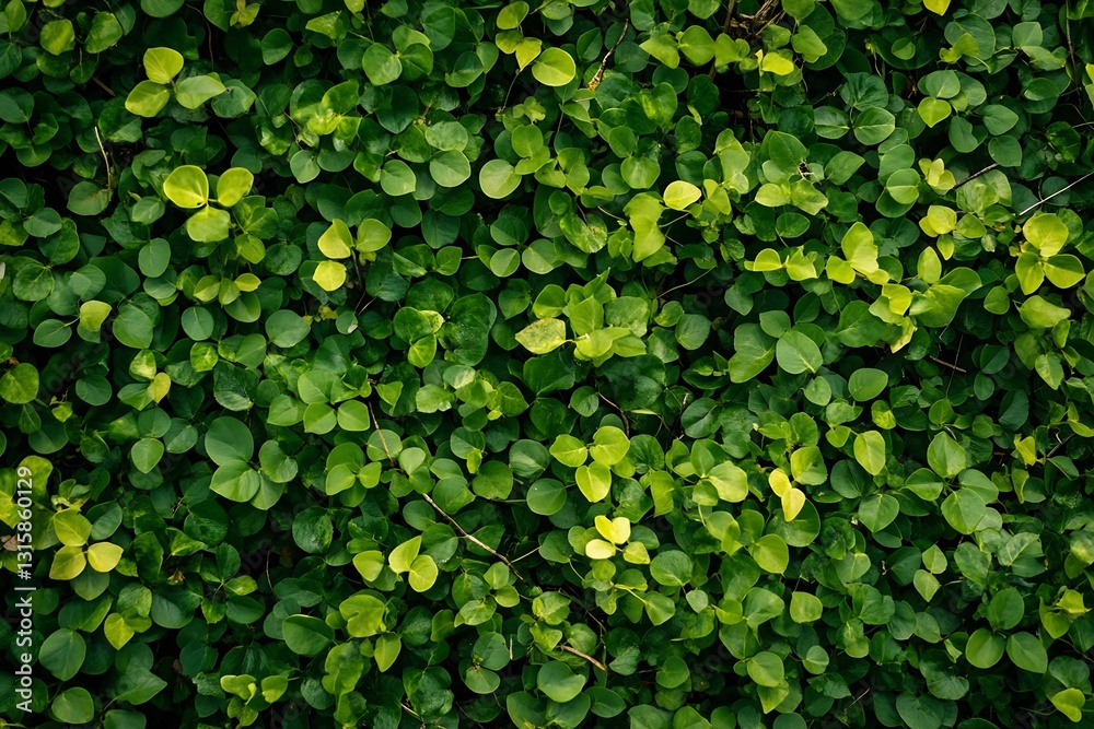 Vibrant Green Leafy Ground Cover Filling the Frame with Different Shades of Green and Yellow : Generative AI Vibrant Green Leafy Ground Cover Filling the Frame with Different Shades of Green and Yellow : Generative AI
