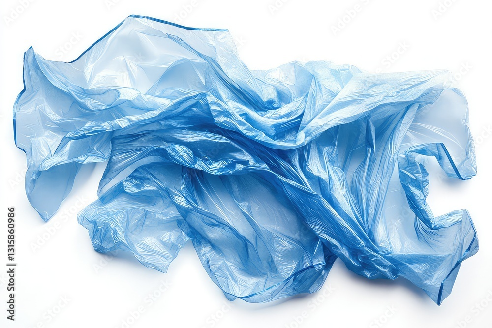 Fototapeta premium Crumpled polyethylene plastic bag, cut out.