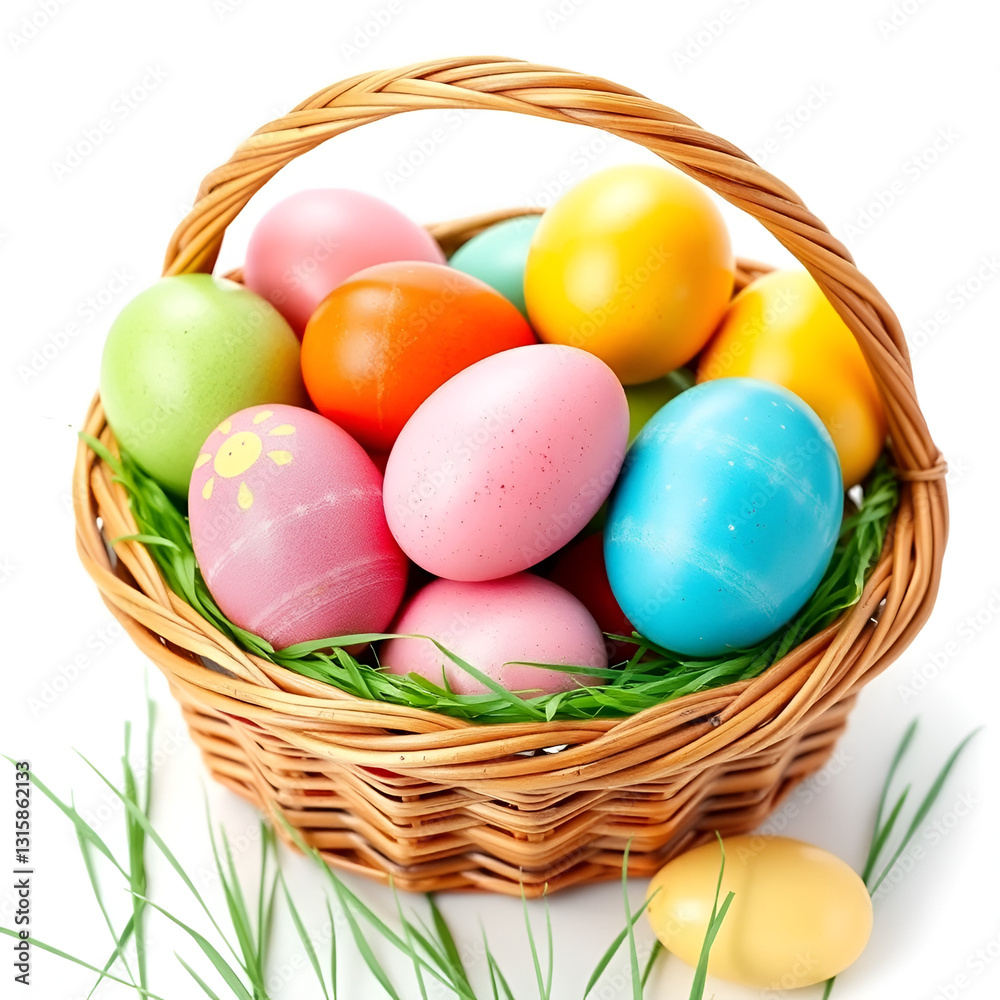 colorful easter eggs in a basket colorful easter eggs in a basket