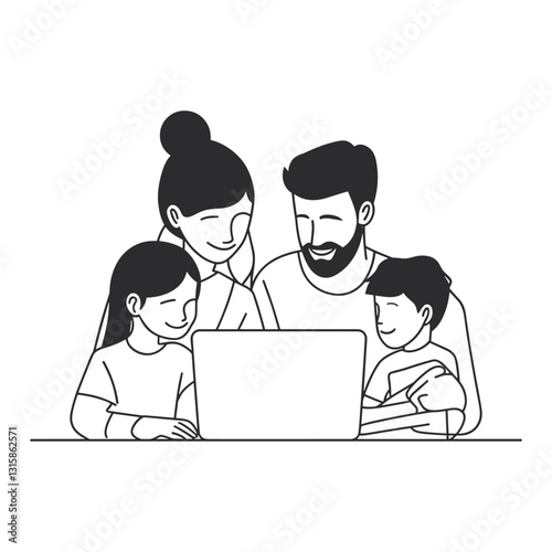Family Using a Laptop Together – Digital Learning and Technology