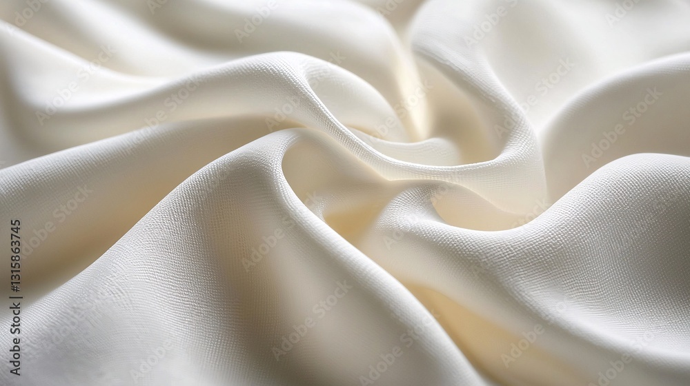 Obraz premium Soft Cream Silk Fabric Close-Up with Gentle Flowing Texture