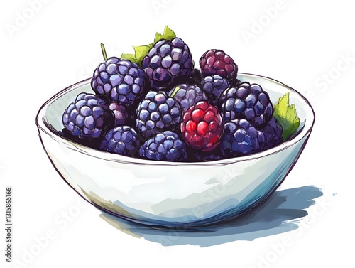 bowl of blackberry white background photo