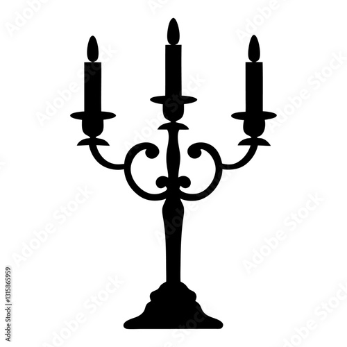 candlestick with candles, Candelabrum  black silhouette