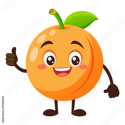 Cute Cantaloupe character giving a thumbs up with smile, showing approval on white background