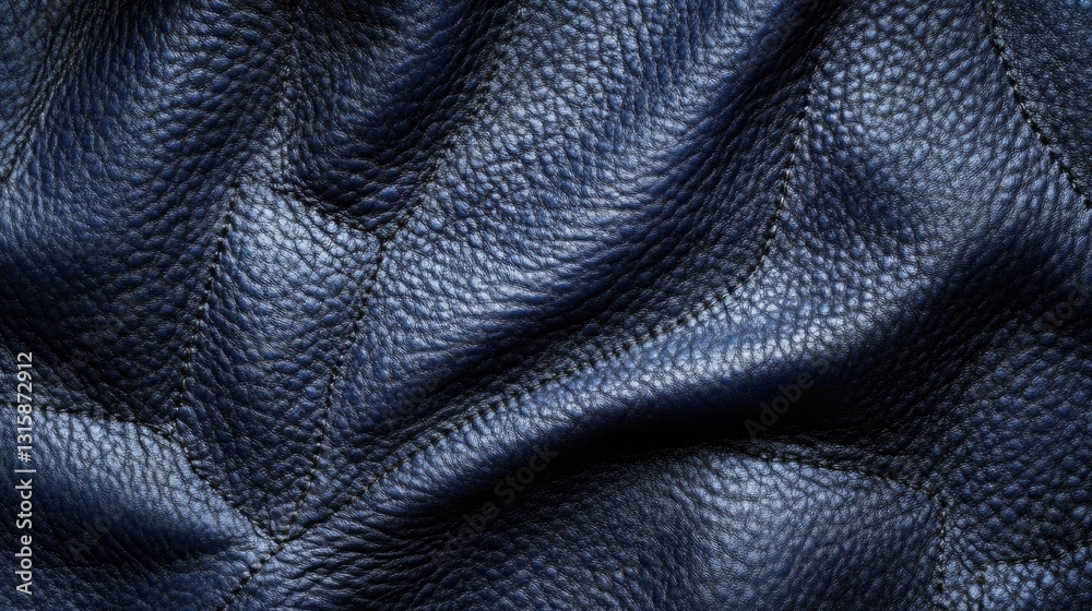 Fototapeta premium Detailed image showcasing blue leather with stitching in a pattern