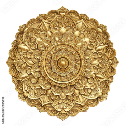 luxury golden mandala for indian wedding invitation isolated on white or transparent background