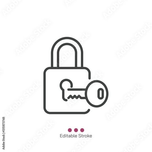 Key unlock thin line icon