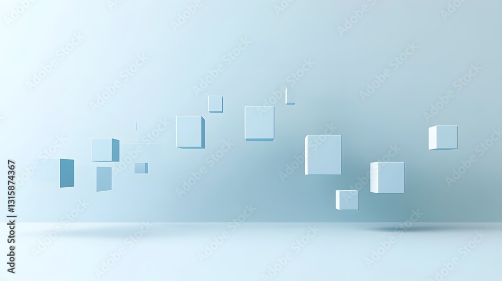 Abstract Blue Cubes Floating in Minimalist Space: A 3D Render of Geometric Shapes Abstract Blue Cubes Floating in Minimalist Space: A 3D Render of Geometric Shapes