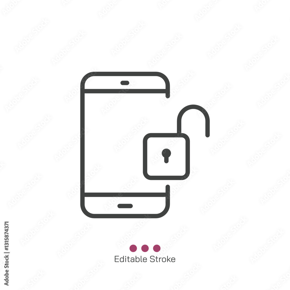 Phone unlock thin line icon Phone unlock thin line icon