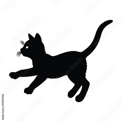 Kitten Hopping Forward in an Energetic Leap Silhouette