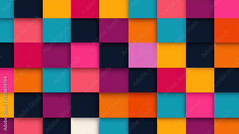 Vibrant Colorful Geometric Pattern of Overlapping Squares in Artful Design Vibrant Colorful Geometric Pattern of Overlapping Squares in Artful Design