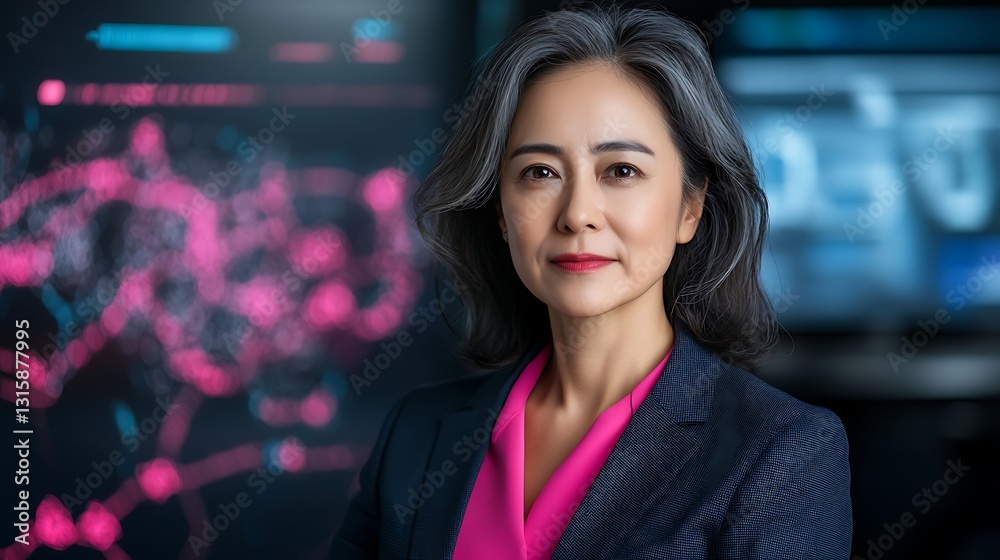 Obraz premium Professional portrait of an innovative leader in a modern high-tech office environment