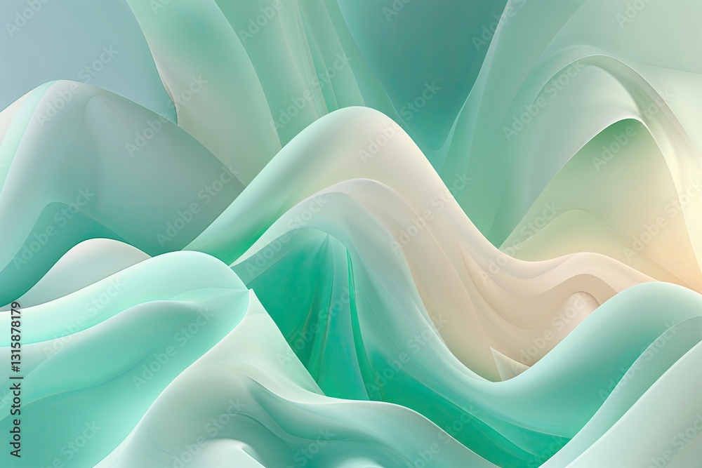 Fototapeta premium Ethereal Mint Gradient Abstract Design for Bright and Soft Wallpaper