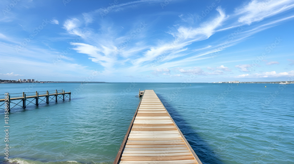 Fototapeta premium Redcliffe - Jetty on Moreton Bay. Beautiful simple AI generated image in 4K, unique.