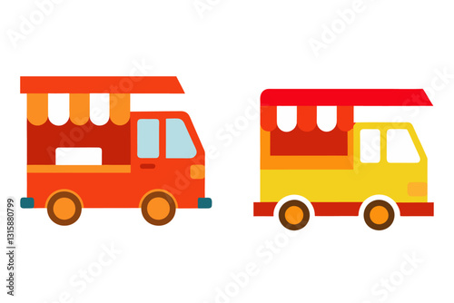 new style food cart van vector icon on white background