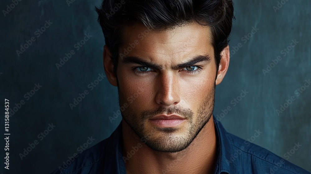 Fototapeta premium Portrait of a Handsome Man with Intense Gaze