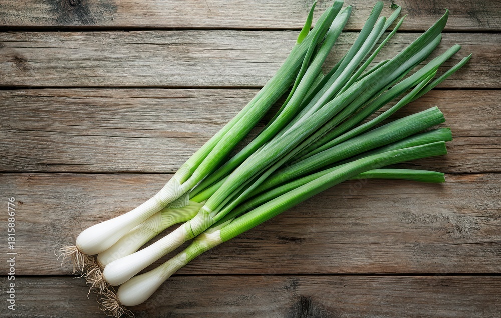 Fresh Spring Onions Bunch on Rustic Wooden Background Food Still Life Fresh Spring Onions Bunch on Rustic Wooden Background Food Still Life