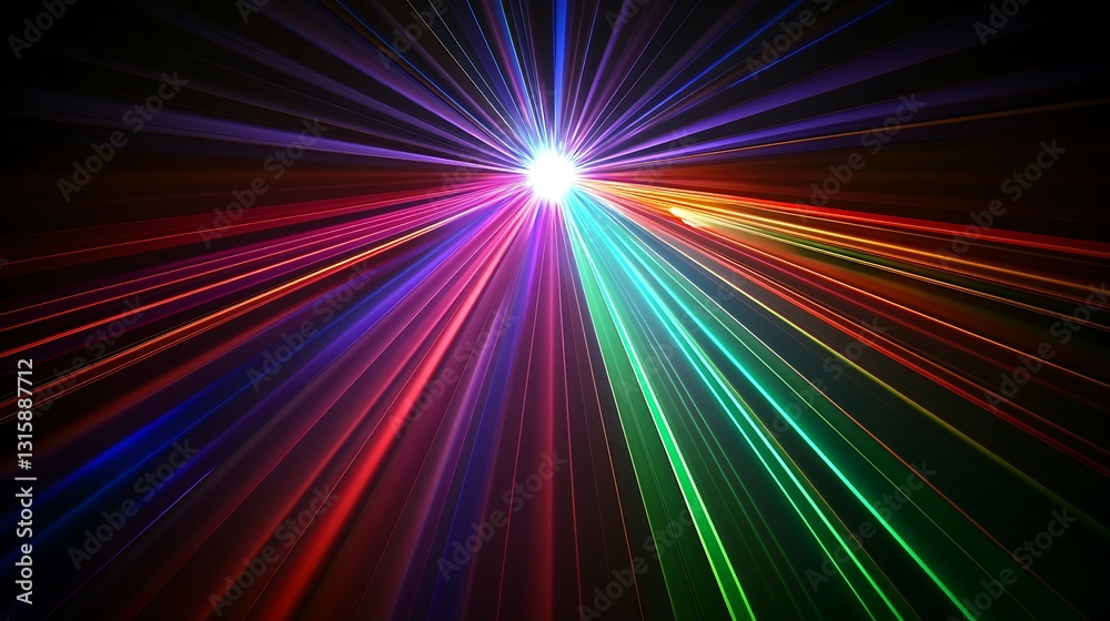 Obraz premium Colorful rays of light with lens flare