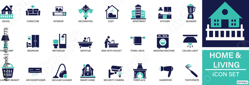  Home & Living icon set  You can easily change the color.