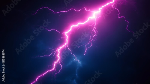 Pink lightning strike night sky