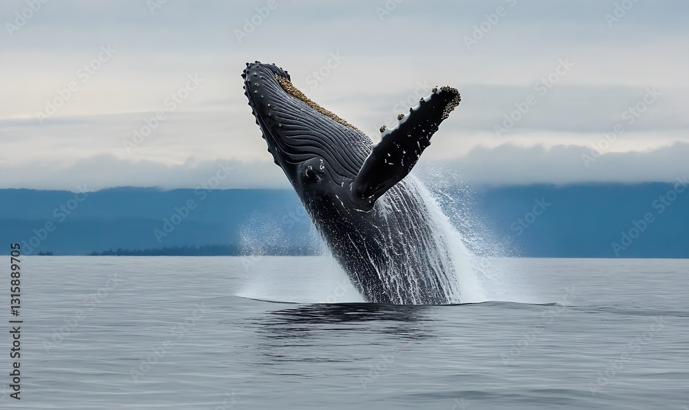 Naklejka premium a humpback whale breaching, Generative AI