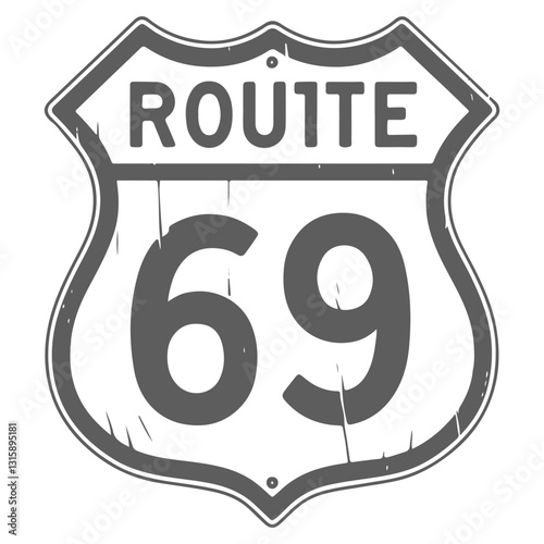 Vintage Route 66 Sign – Classic American Highway Road Sign Illustration